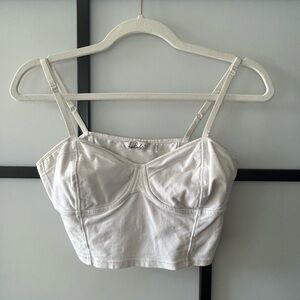[L] Talula Aritzia Women's White Bustier Corset Style Crop Top